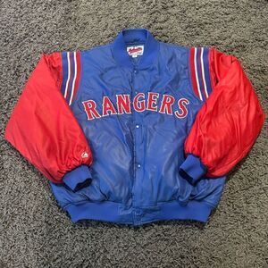 Vintage Majestic Texas Rangers Puffer‎ Bomber Jacket XXL